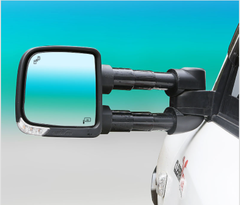 Clearview Towing Mirrors [Compact, Pair, Power-Fold, Electric, Black] To Suit Mitsubishi Pajero 2001 on