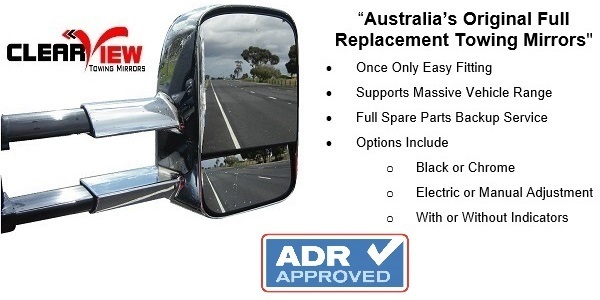 Clearview Towing Mirrors [Original, Pair, Electric, Chrome] To Suit Mitsubishi Triton MQ & Pajero Sport