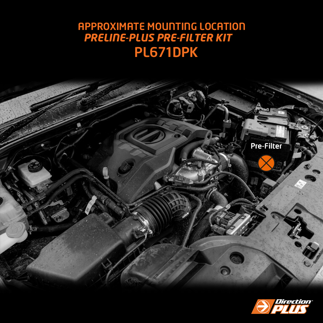 DIRECTION PLUS Pre-Filter Kit To Suit Ford Ranger/Everest & Amarok (2022-On)