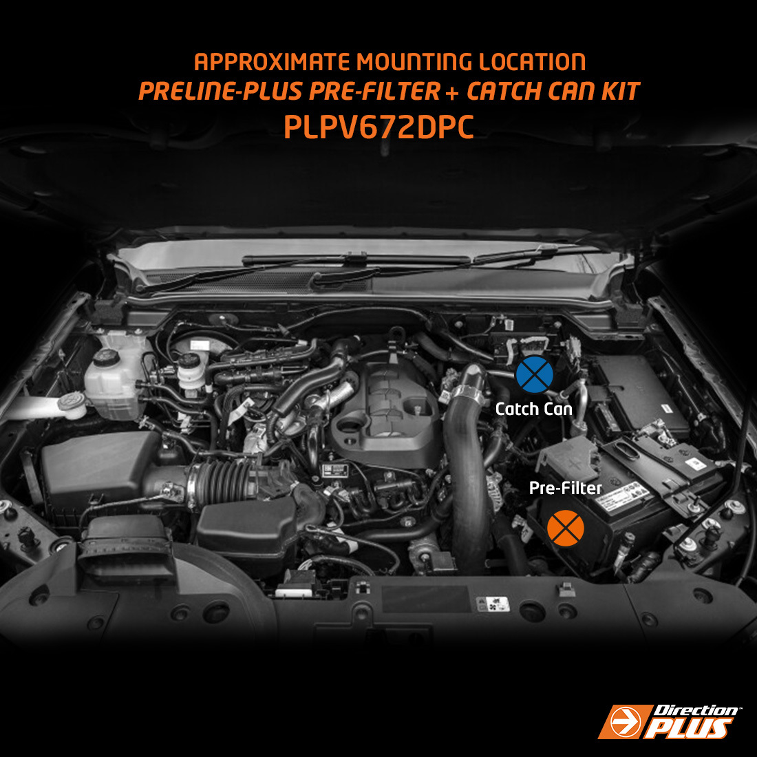 DIRECTION PLUS Pre-Filter & Provent Dual Kit To Suit Ford Ranger/Everest & Amarok (2022-On)