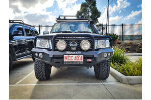 MCC ROCKER SANDBLACK WELDED TRIPLE LOOP W/ FOGS TO SUIT NISSAN PATROL GU Y61 10/2004-2017